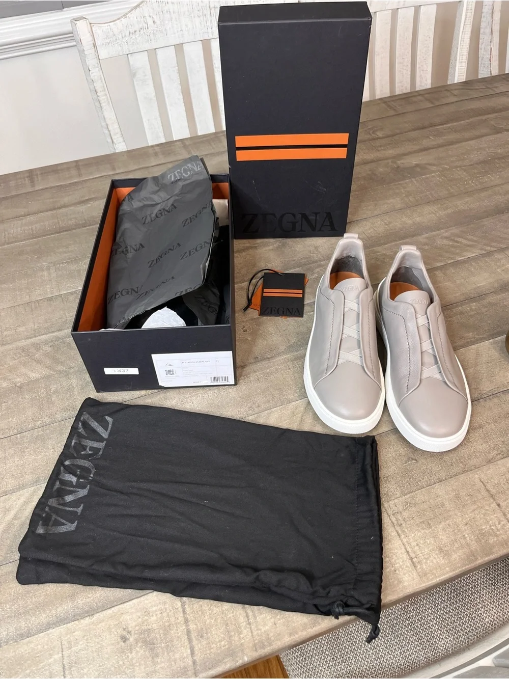 Triple Stitch Secondskin Zegna Sneaker Gray Mens 8.5 Brand New